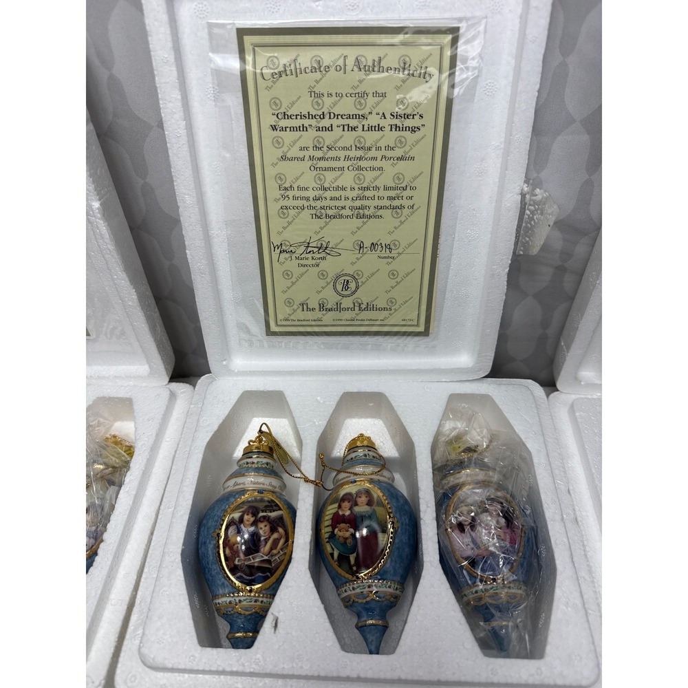 Bradford Editions Shared Moments Heirloom Porcelain Ornaments 3 Sets NEW In Box - Picture 4 of 10